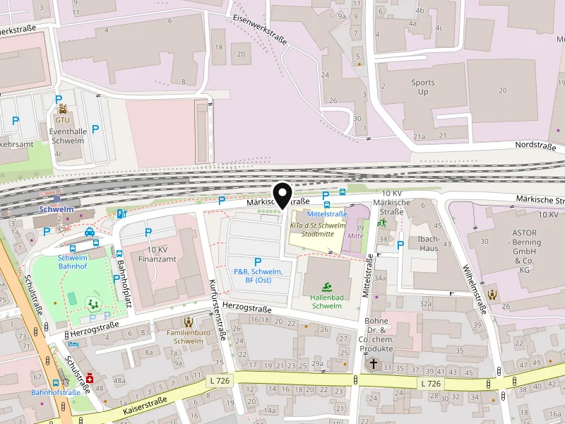 Karte: Lage von Bahnhof P+R