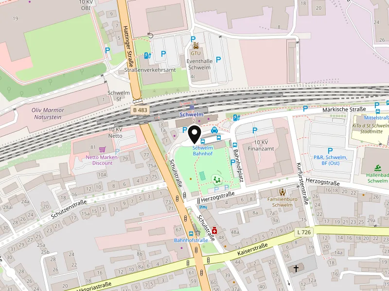 Karte: Lage von Bahnhof Schwelm