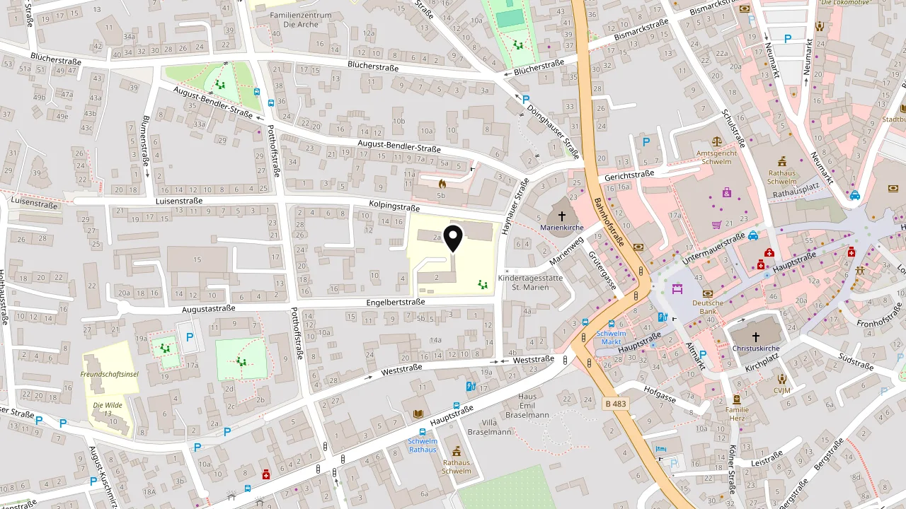Karte: Lage von Grundschule Engelbertstraße