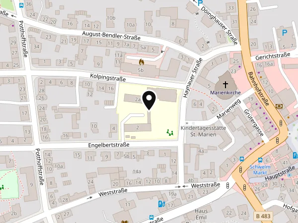 Karte: Lage von Grundschule Engelbertstraße